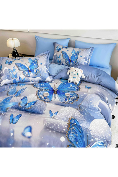 JOJO HOME 5D bedding set, 6 pieces, with elastic, Digital print, with elastic, 180x200cm, Butterflies