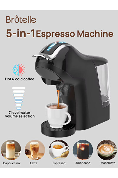 Brutelle Capsule Coffee Maker 5 In1 Espresso Coffee Machine 19Bar Cold and Hot Brewing Capsule Machine
