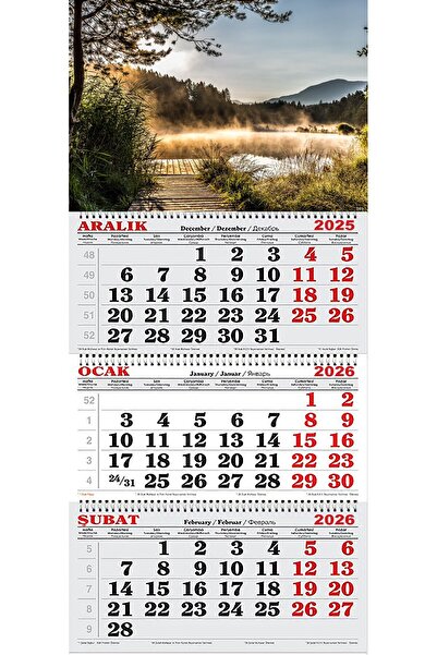 GENC DIJITAL BASKI 2026 Yılı Gemici Takvimi- Ormandaki Sisli Göl