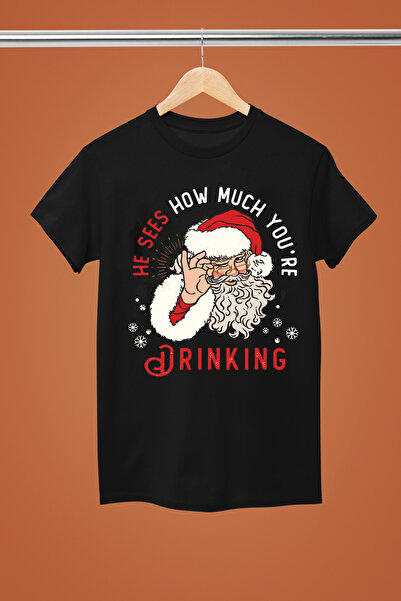 MAGORS تي شيرت قطني بأكمام قصيرة ذو تصميم عادي وممتع بمناسبة رأس السنة الجديدة