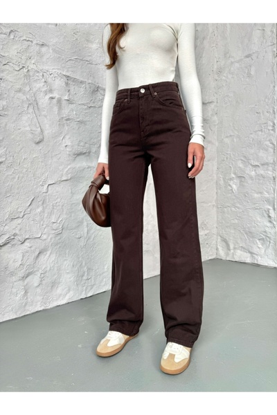 Elif Özbey Butik Bitter Brown Washed Straight Original Jeans