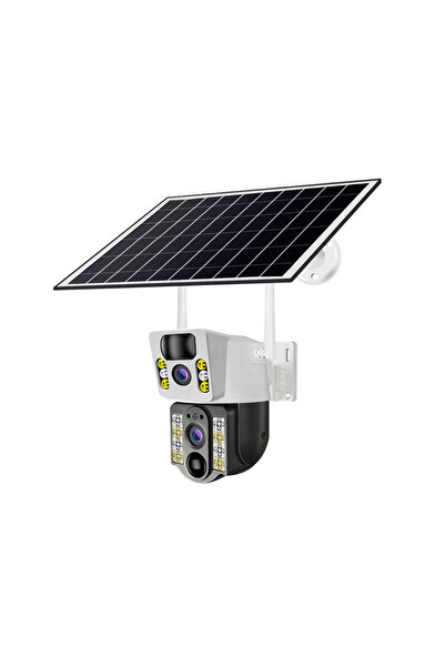 V380 Pro V380 Dual Lens 4.0MP H.265 Wi-Fi Solar-Powered Security Camera with Two-Way Audio, LED Night Vision
