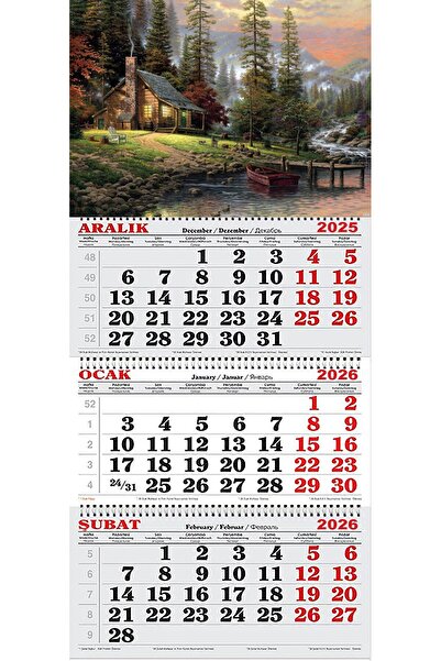 GENC DIJITAL BASKI 2026 Yılı Gemici Takvimi- Nehir Kenarındaki Kulübe