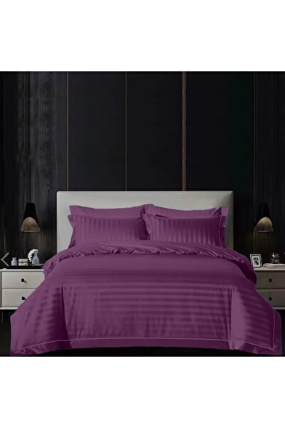OEM Damask Policotton VertiFlare Bed Linen with Elegant Border, 4-piece, Double Bed, Purple