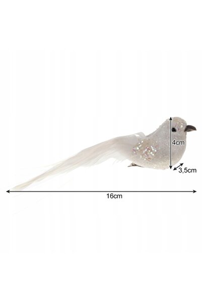 zola Σετ δύο διακοσμητικών δέντρων, λευκά πουλιά με πούλιες και μακριά φτερά, κούμπωμα με κλιπ, 16x4x3,5 εκ.