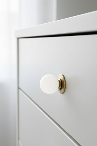 MegaVitrin Porcelain Button Antique Yellow Furniture Handle Ceramic Drawer Cabinet Handle Single Screw