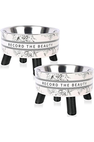 Saharaz وعاء طعام للقطط، أوعية طعام مرتفعة للقطط، بقاعدة مطاطية مانعة للانزلا...