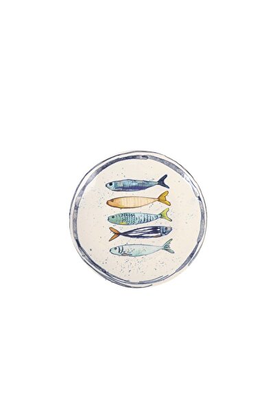 La Mediterranea Ceramic flat plate, Peixe with fish pattern, 20 cm -