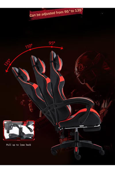 X SPRING Gaming Chair Office Chair with Headrest Lumbar Support Adjustable Office Chair, Red/Black