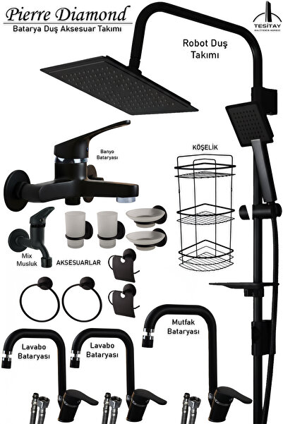 tesitay Matte Black Bathroom, Sink, Kitchen Faucets Faucet Fixture Robot Shower Accessory Sink Shower Set