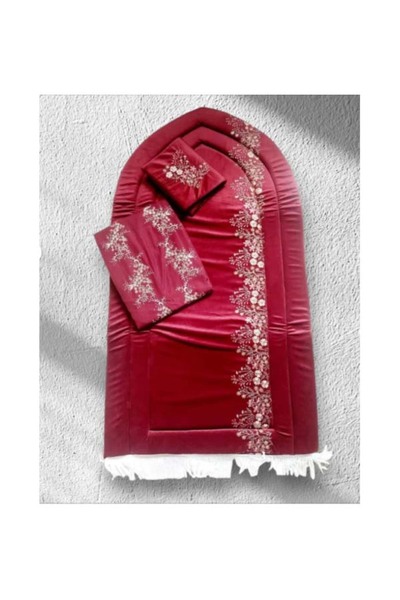 lamsat fn Prayer set consisting of a padded embroidered sponge prayer rug with a prayer sheet made of excellent cold material and a Quran cover