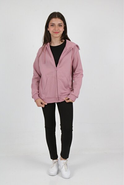 Toontoy Cardigan tricotat pentru fete, cu glugă, cu fermoar, buzunare, cu ume...