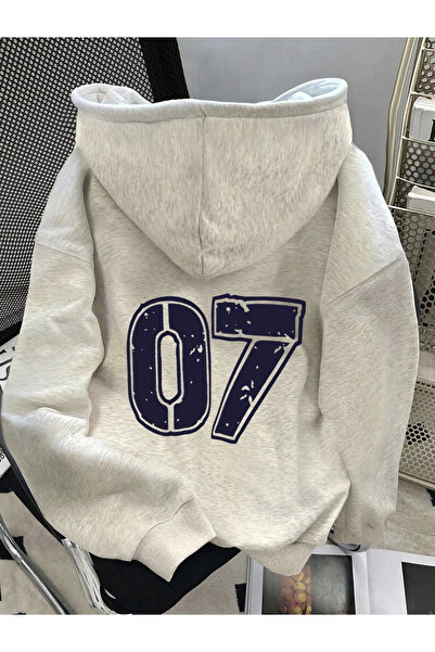 COHERENT Unisex Erkek/Kadın Renkli 07 Özel Baskılı Pamuklu Oversize Kapüşonlu Sweatshirt