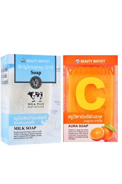 Beauty Buffet مجموعة صابون تايلاندي لتفتيح وترطيب البشرة - قطعتان بفيتامين سي + حليب