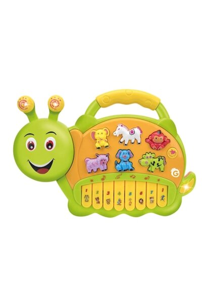 GLOBO Jucărie interactivă pentru bebeluși, GLOBO, Omida muzicală, clape de pian, sunete de animale, multicolor, 10 luni+