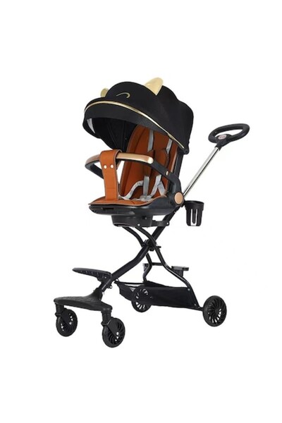 Toolsy Cărucior sport 3 în 1 (6–36 luni), reversibil, pliabil, negru, 32x63x95cm