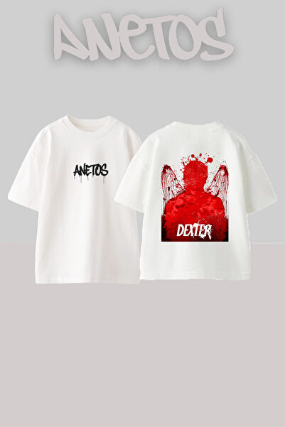 Anetos Dexter 1 Design Rukotvorska Torba Štampano Pamuk Bela Oversize kroj T-...