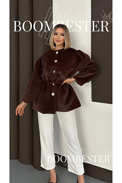 BoomBester Palton scurt pentru femei Fox Cashmere cu mâneci bufante – |   sup...