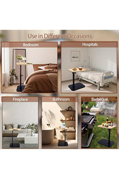 Roam shop Adjustable Height 360° Rotating Desktop,End Table,Coffee Table C Shaped Bed Table,Modern Side Desk