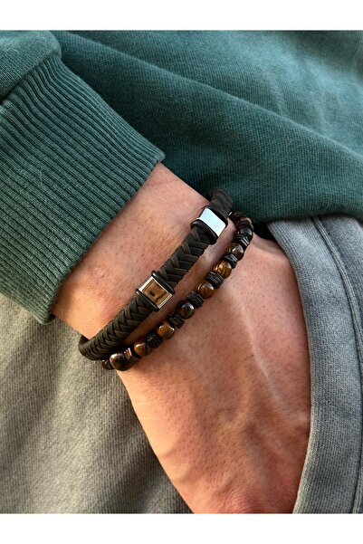 voqplus Erkek Deri Bileklik Set BL0029