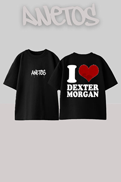 Anetos Μπλουζάκι Dexter 4 Design με στάμπα από βαμβακερό μαύρο oversize