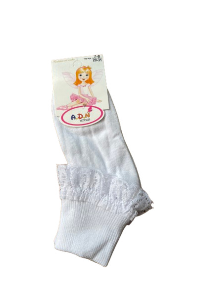 A.D.N SOCKS Șosete cu dantelă, albe, 7-8 ani, 29-31