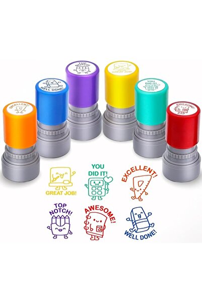 Saharaz مجموعة من 6 قطع من طوابع المعلم، أدوات مكتبية لطيفة وتحفيزية لتصنيف ا...