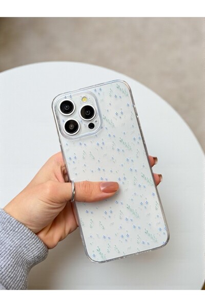 KVK PRİVACY iPhone 12 Pro Max Uyumlu Şeffaf Çiçek Desenli Yumuşak Kamera Koru...