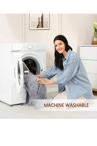 X SPRING Tassel Design Soft Blanket Keep Warm Cotton Light Gray 127 x 172cm