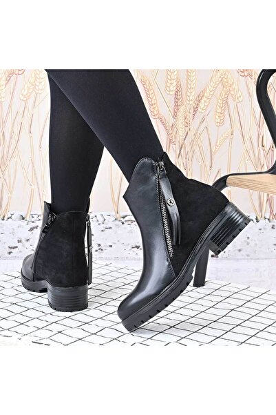 Tmall Ghete de damă, din piele, cu căptușeală din blană, GD1104, negre