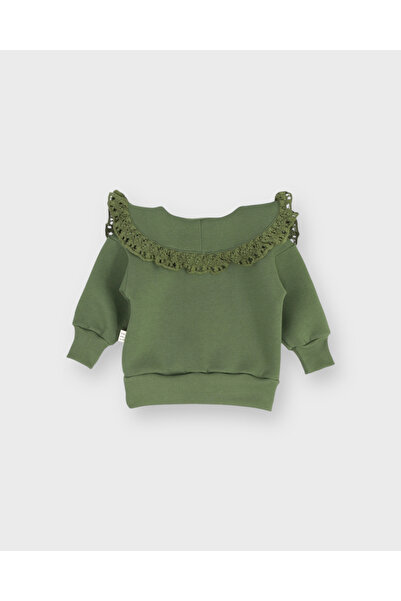 RG Brand Green Baby Sweatshirt with Lace Detail