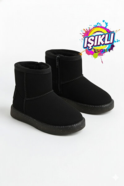 p papuccum ortopedi çocuk ayakkabıları Girl's Woolen Non-Slip Sole Lighted Boots