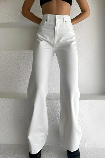 mooishan Ophelia BEYAWHITE ελαστικό ύφασμα Ψηλόμεσο Φαρδιά μπατζάκια Παντελόν...