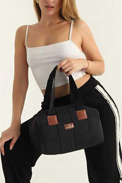 Efe Kapitone Kumaş Fermuarlı Kadın El Kol Ve Omuz Spor Gündelik Çanta En 31 Boy 17 Derinlik 15 Cm