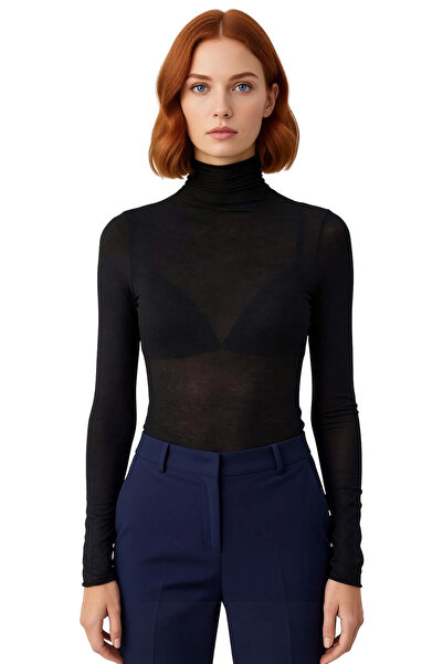 PayBuy Women's Long Sleeve Mock Neck Stretchy Knitted Top Everyday Elegance and Comfort Quality Stylish Comfortable