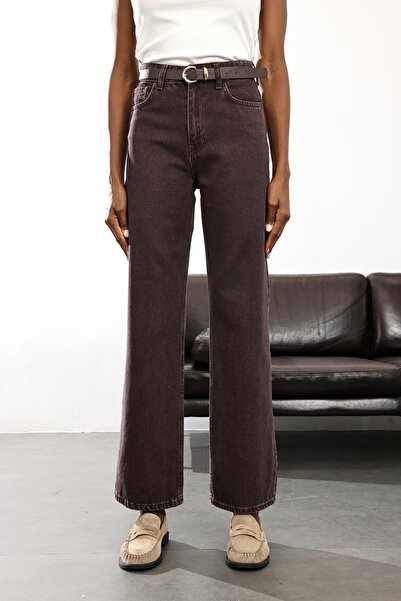 5in1Canpolat Πλενόμενο τζιν καφέ ψηλόμεσο ίσιο κόψιμο 8005