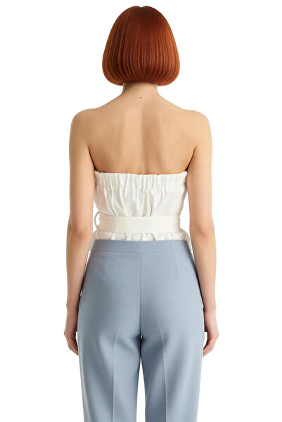 PayBuy Strapless Fitted Gabardine Blouse Belt Detailed Summer Casual Stylish Appearance Durable Material