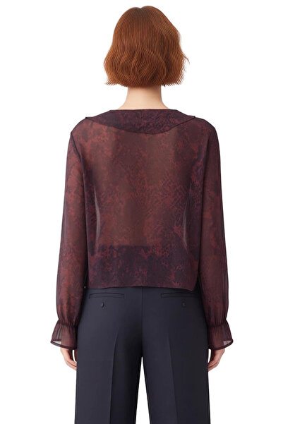 PayBuy Γυναικεία μπλούζα από σιφόν με σχέδιο με λαιμόκοψη σε σχήμα V με λεπτομέρεια με κορδόνια μακρυμάνικη ποιοτική κομψή άνετη μοντέρνα κομψή