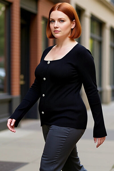 PayBuy Γυναικείο τετράγωνο γιακά με κουμπιά κοτλέ μακρυμάνικο πλεκτό πολυτελέ...