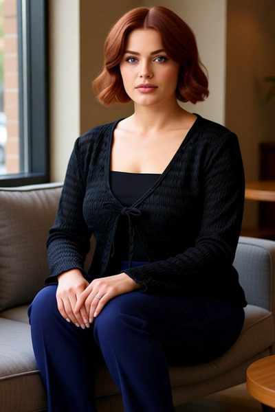 PayBuy Women's Textured V-Neck Lace-Up Long Sleeve Stretchy Knitted Quality Stylish Comfortable Modern Elegant Casual