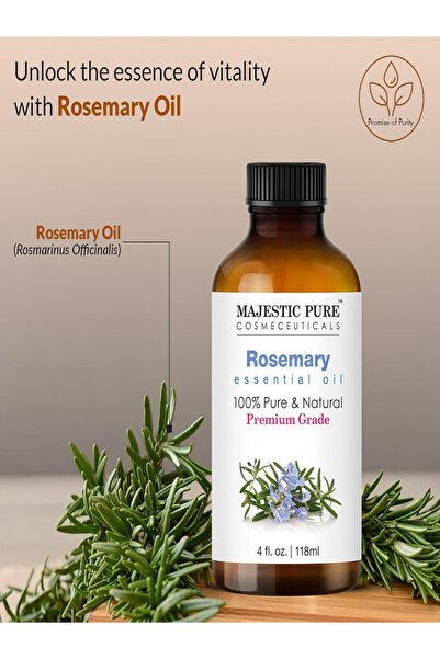 Majestic Pure Rosemary Essential Oil with Glass Dropper, 118ml