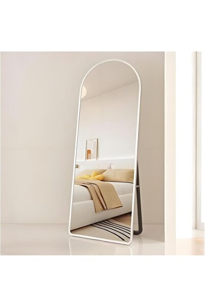 Bluejw Full Lenth Mirror with Stand Aluminum Alloy Frame Floor Mirror Hanging or Leaning 155*45*5cm(White)