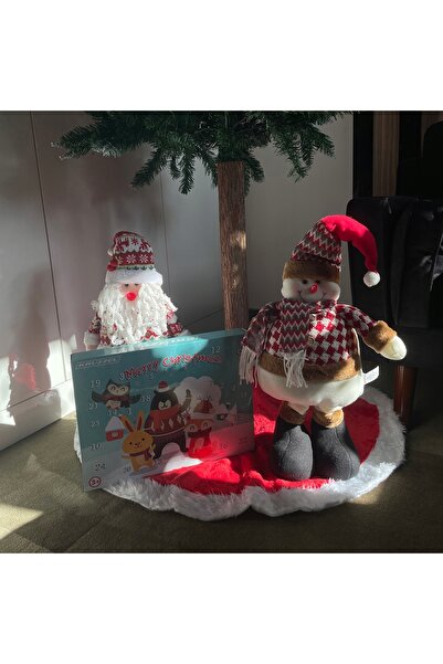 zola Διακοσμητικό φιγούρα για τα Χριστούγεννα, Άγιος Βασίλης με επεκτεινόμενα πόδια, κόκκινο-λευκό ύφασμα, 10,5x31x60