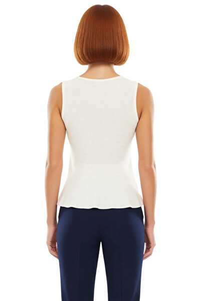 PayBuy Women's V-Neck Sleeveless Peplum Knitwear Top Special Yarn Detailed Quality Stylish Comfortable Modern Elegant Daily