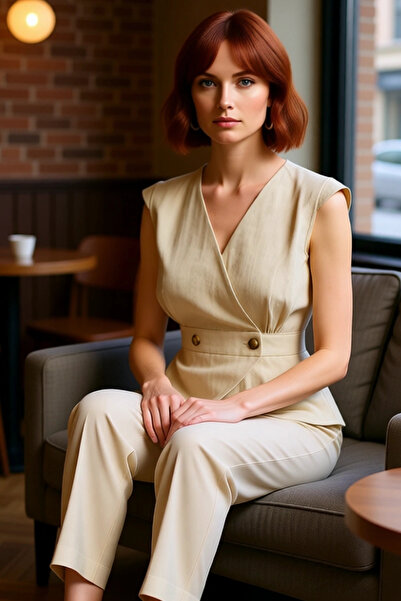 PayBuy Women's Linen Look V-Neck Sleeveless Blouse Cotton Summer Casual Distinguished Material High Quality