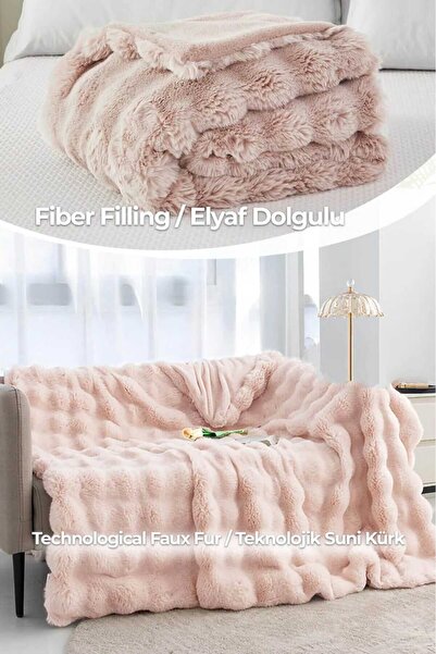 Naturel Collection Dolgulu Tavşan Tüyü Yatak Örtüsü Çift Taraflı Tek Kişilik 3 Parça