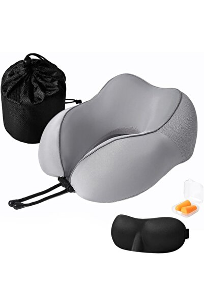 Arabest وسادة سفر للرقبة 2 في 1، دعم متقدم للرقبة للرحلات الطويلة، مع حقيبة محمولة برباط وعينين