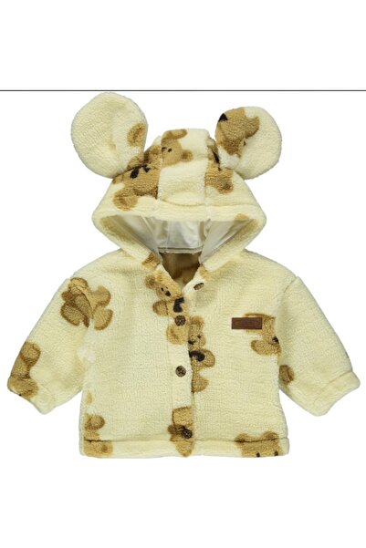 minipanda Teddy Bear Printed Hooded Eared Welsoft Lamb Welsoft Children's Baby Cardigan Soft Texture