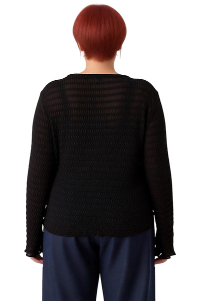 PayBuy Women's Textured V-Neck Lace-Up Long Sleeve Stretchy Knitted Quality Stylish Comfortable Modern Elegant Casual