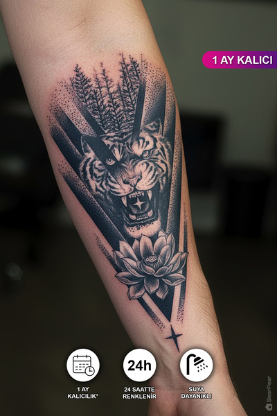 BP Tattoo 1 Ay Kalıcı Kaplan Dövmesi Bilek Kol Omuz Göğüs Dövmesi